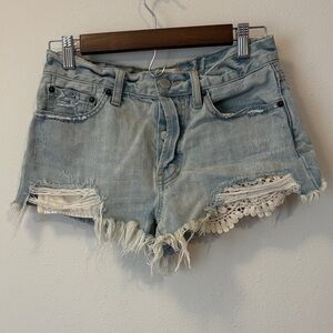We The Free Light Blue Jean Shorts with Lace Size 26